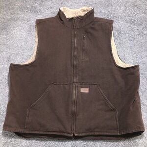 FORGE WESTERN WORKWEAR Sherpa Lined Vest Mens XXL Dark Brown Zip-Up Rugged